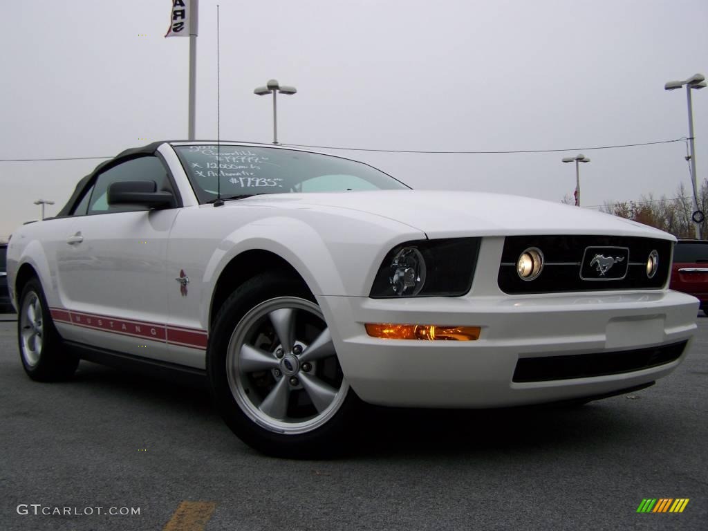 2008 Mustang V6 Premium Convertible Warriors in Pink Edition - Performance White / Dark Charcoal/Pink Stitching photo #1
