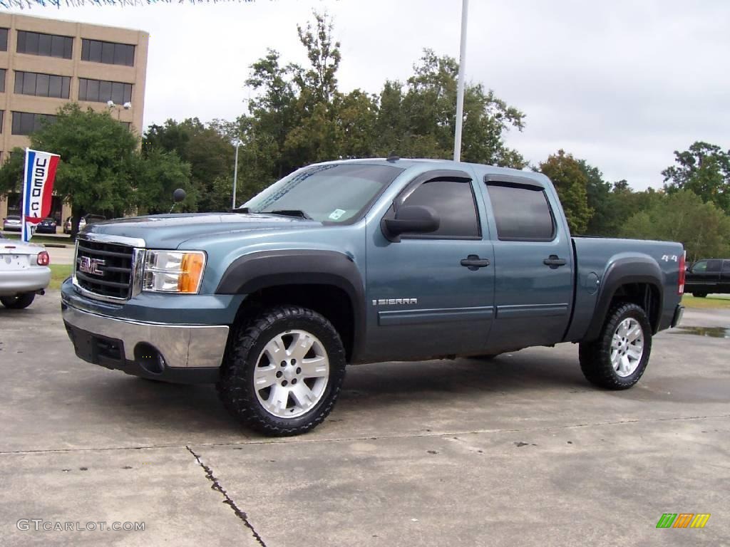 2008 Sierra 1500 SLE Crew Cab 4x4 - Stealth Gray Metallic / Light Titanium photo #1