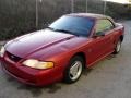 1996 Laser Red Metallic Ford Mustang V6 Convertible  photo #2