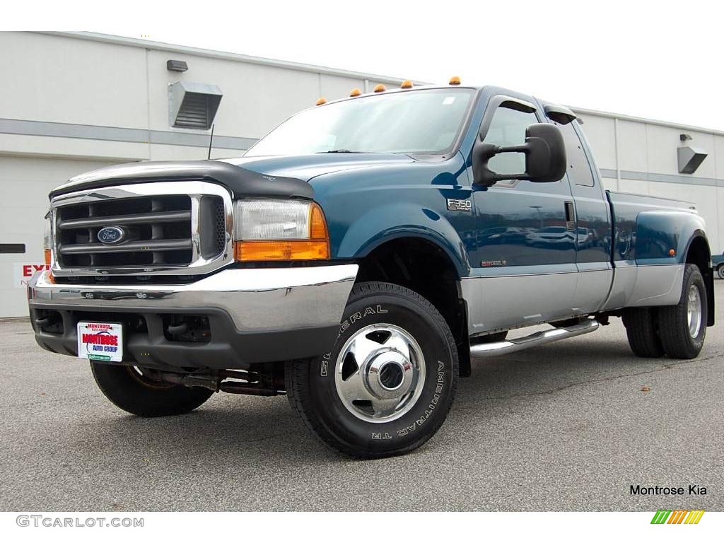 2000 F350 Super Duty XLT Extended Cab 4x4 Dually - Island Blue Metallic / Medium Graphite photo #2