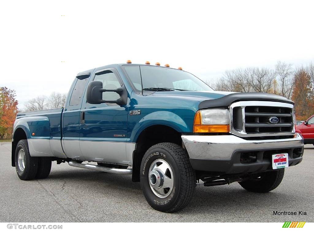2000 F350 Super Duty XLT Extended Cab 4x4 Dually - Island Blue Metallic / Medium Graphite photo #9