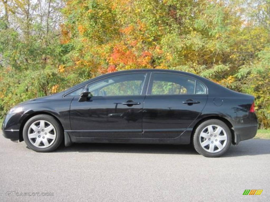 2007 Civic LX Sedan - Nighthawk Black Pearl / Gray photo #6