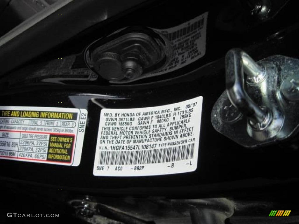 2007 Civic LX Sedan - Nighthawk Black Pearl / Gray photo #26