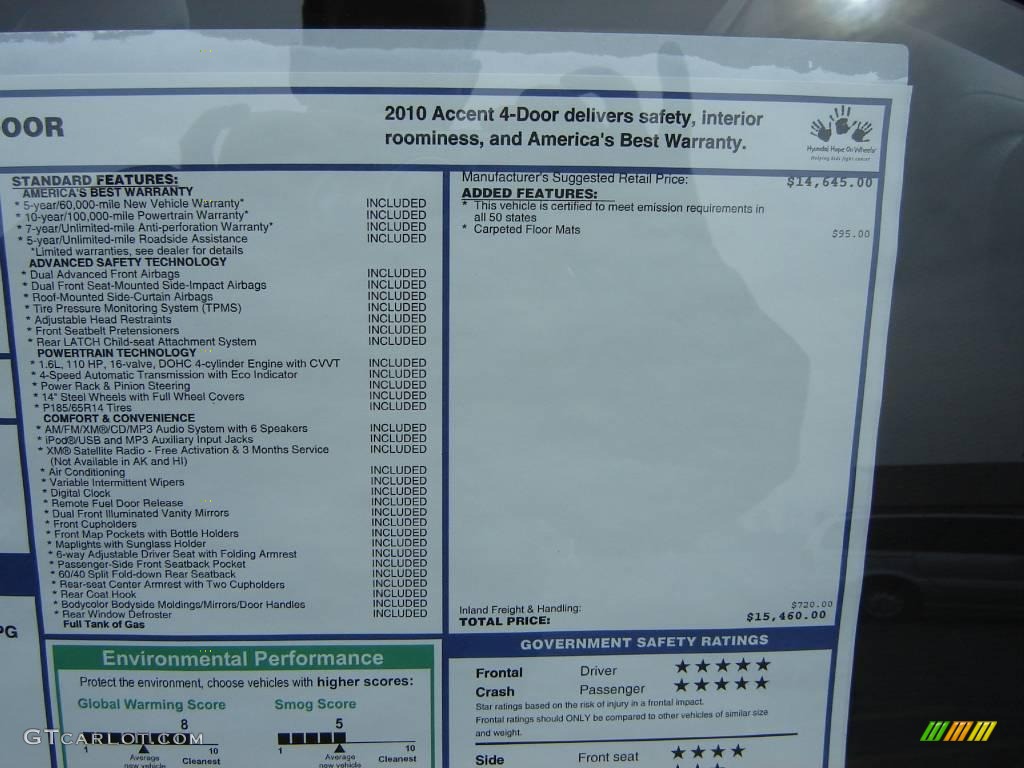 2010 Accent GLS 4 Door - Platinum Silver / Gray photo #11