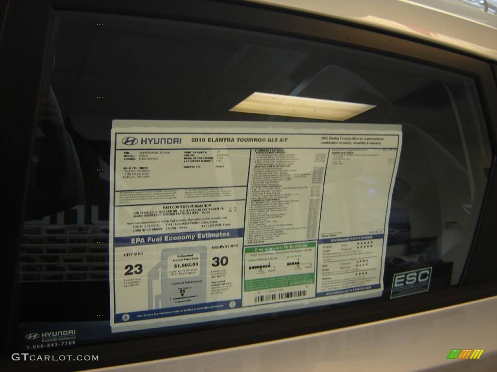2010 Hyundai Elantra Touring GLS Window Sticker Photo #20594318