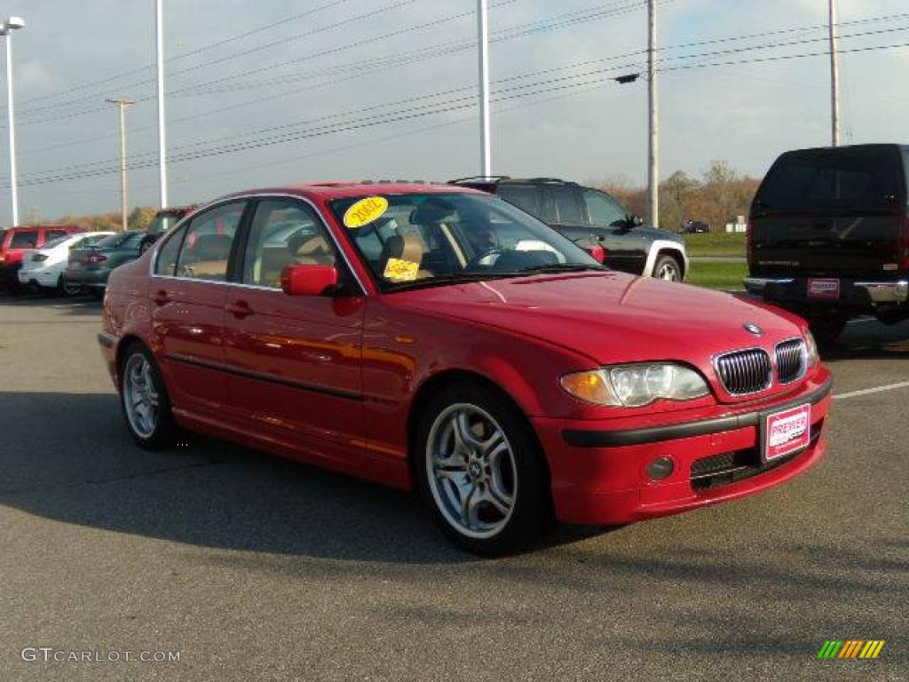 2002 3 Series 330i Sedan - Electric Red / Beige photo #7