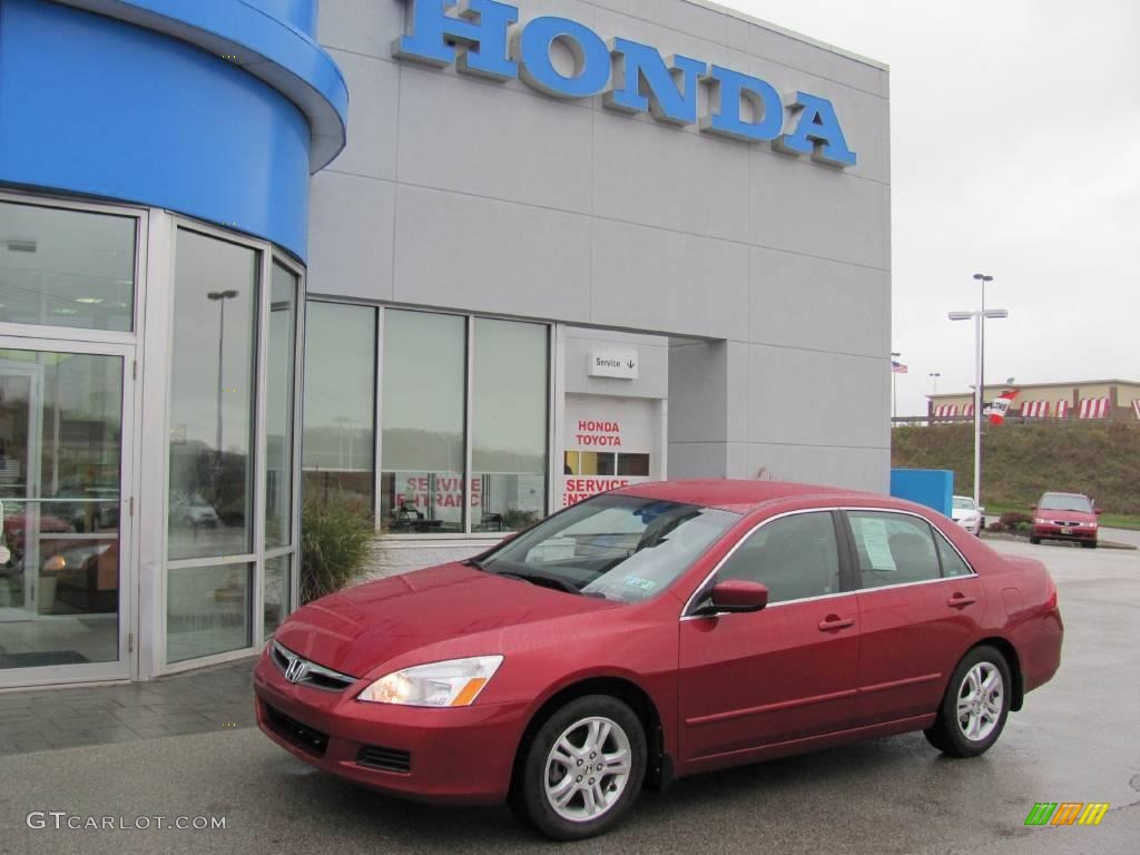 2007 Accord SE Sedan - Moroccan Red Pearl / Gray photo #1