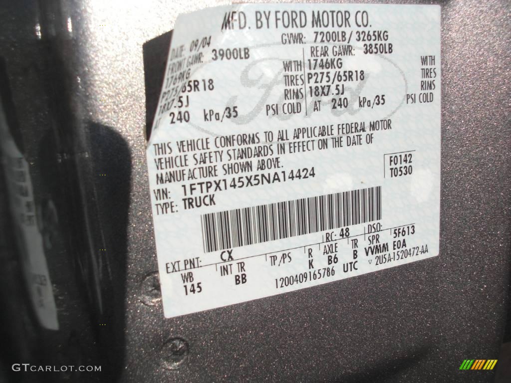2005 F150 FX4 SuperCab 4x4 - Dark Shadow Grey Metallic / Black photo #19