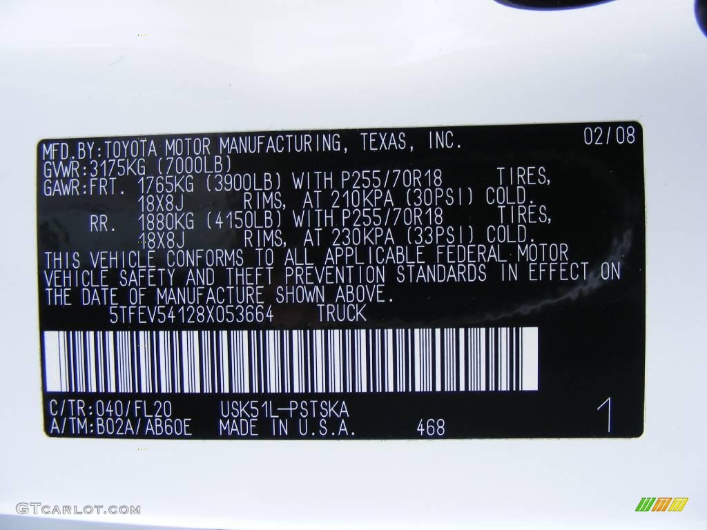 2008 Tundra SR5 CrewMax - Super White / Black photo #49