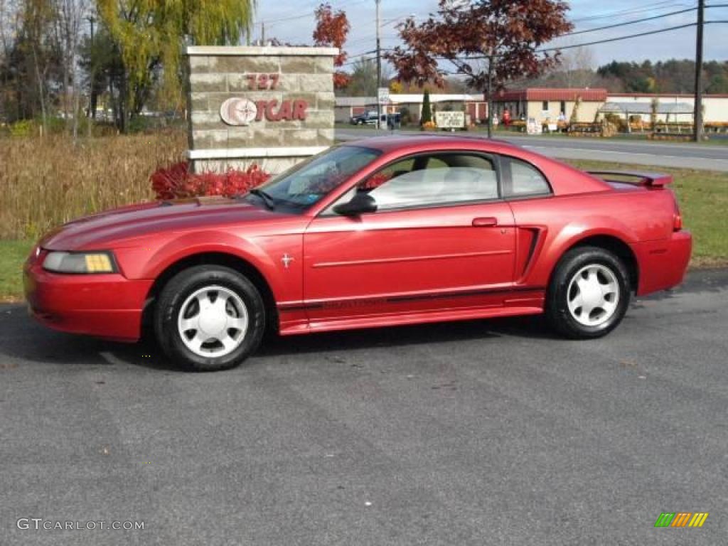 2001 Mustang V6 Coupe - Laser Red Metallic / Medium Parchment photo #1