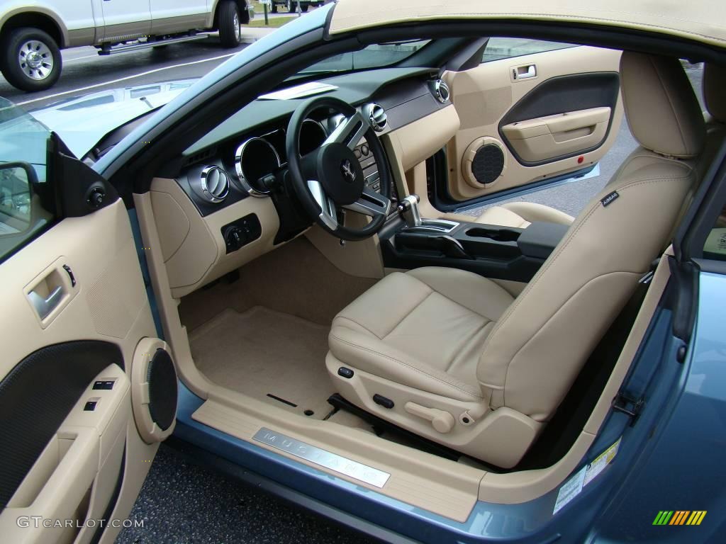2007 Mustang V6 Premium Convertible - Windveil Blue Metallic / Medium Parchment photo #9