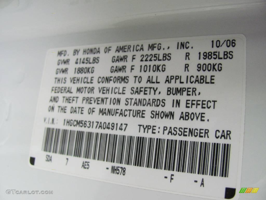 2007 Accord SE Sedan - Taffeta White / Ivory photo #14