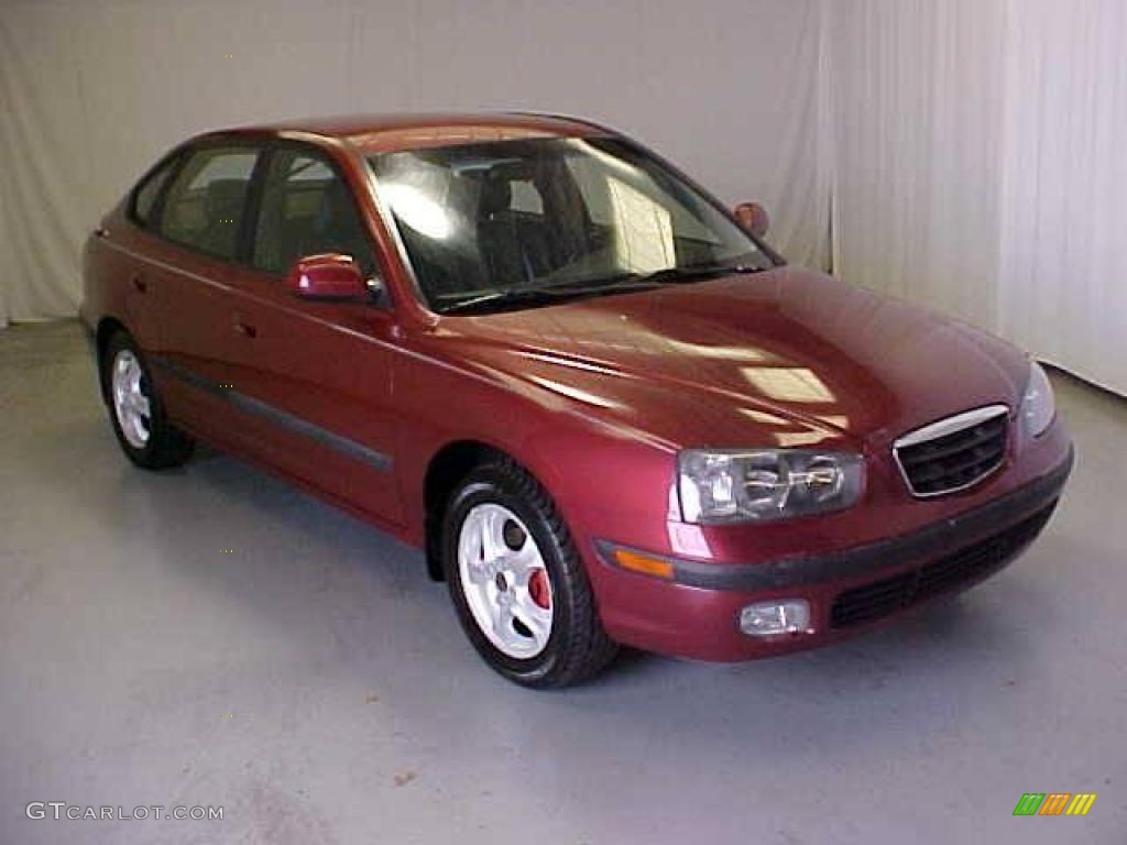 2002 Elantra GT Hatchback - Chianti Red / Dark Gray photo #1