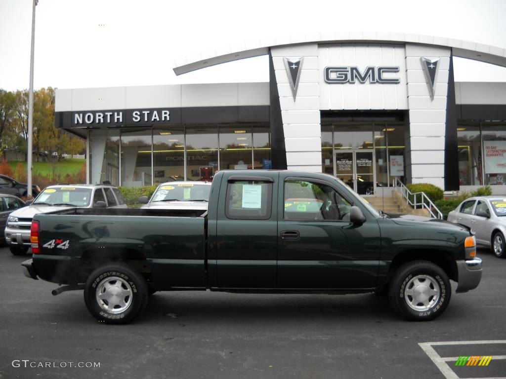 2003 Sierra 1500 SLE Extended Cab 4x4 - Polo Green Metallic / Pewter photo #1