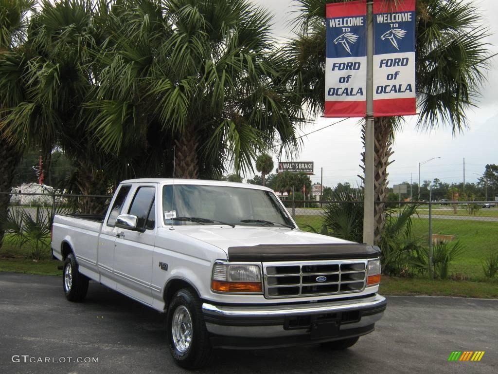 1996 F150 XLT Extended Cab - Oxford White / Opal Grey photo #1