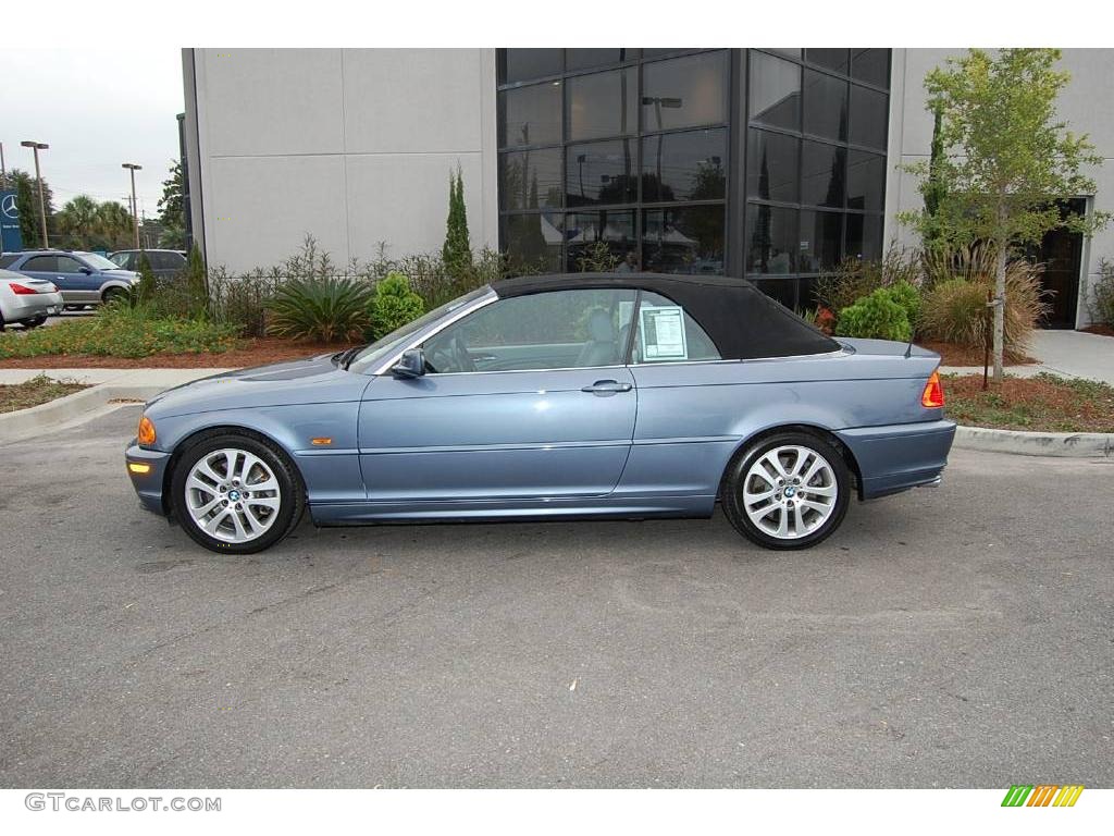 2001 3 Series 330i Convertible - Steel Blue Metallic / Grey photo #2