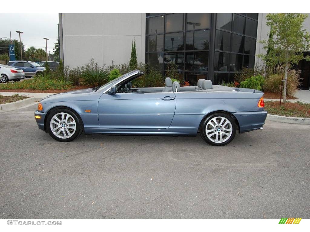 2001 3 Series 330i Convertible - Steel Blue Metallic / Grey photo #4