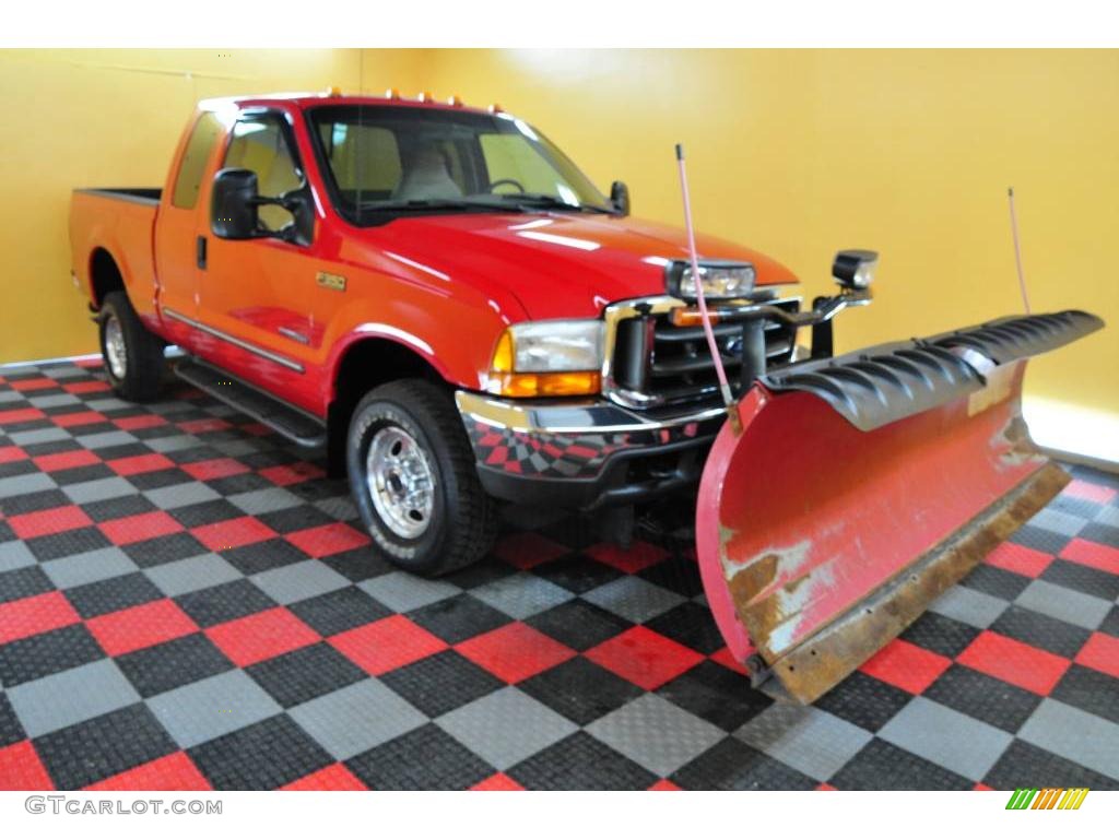 2000 F350 Super Duty Lariat Extended Cab 4x4 - Red / Medium Parchment photo #1