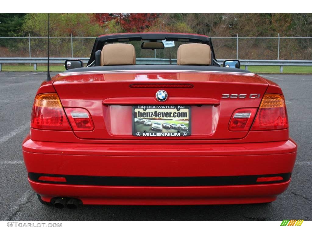 2004 3 Series 325i Convertible - Electric Red / Sand photo #6