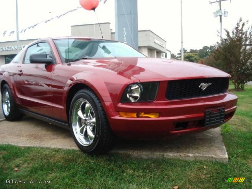 2005 Mustang V6 Deluxe Coupe - Redfire Metallic / Light Graphite photo #7