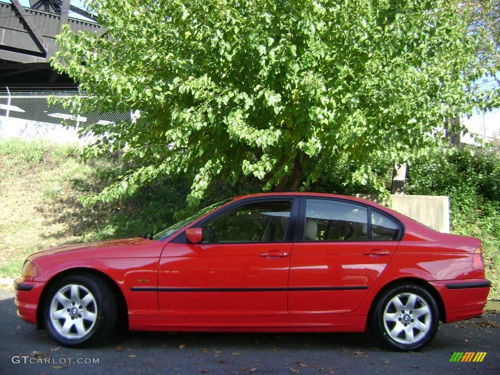 2001 3 Series 325i Sedan - Bright Red / Sand photo #2