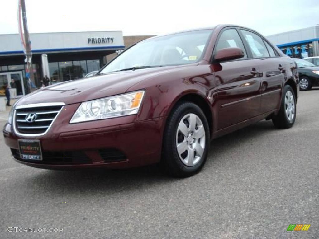 2009 Sonata GLS - Dark Cherry Red / Camel photo #1