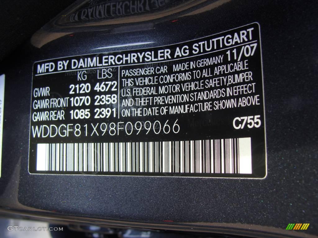 2008 C Color Code 755 for Steel Grey Metallic Photo #20780746