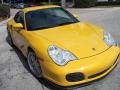 2002 Speed Yellow Porsche 911 Turbo Coupe  photo #2