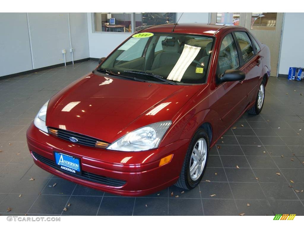 2000 Focus SE Sedan - Sangria Red Metallic / Medium Parchment photo #7