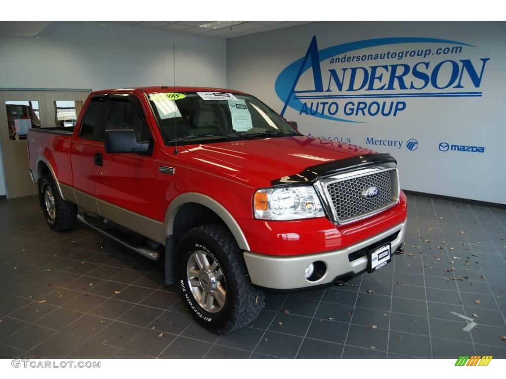 2008 F150 Lariat SuperCab 4x4 - Bright Red / Tan photo #1