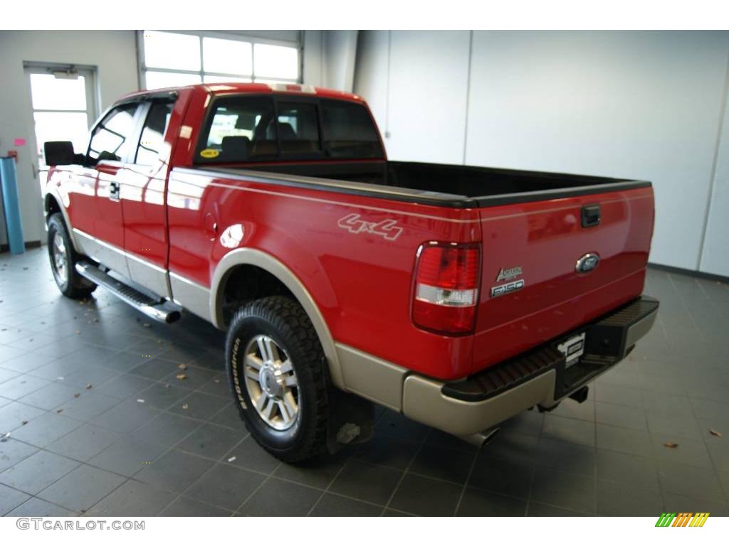 2008 F150 Lariat SuperCab 4x4 - Bright Red / Tan photo #4