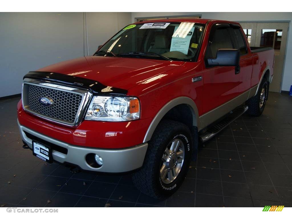 2008 F150 Lariat SuperCab 4x4 - Bright Red / Tan photo #5