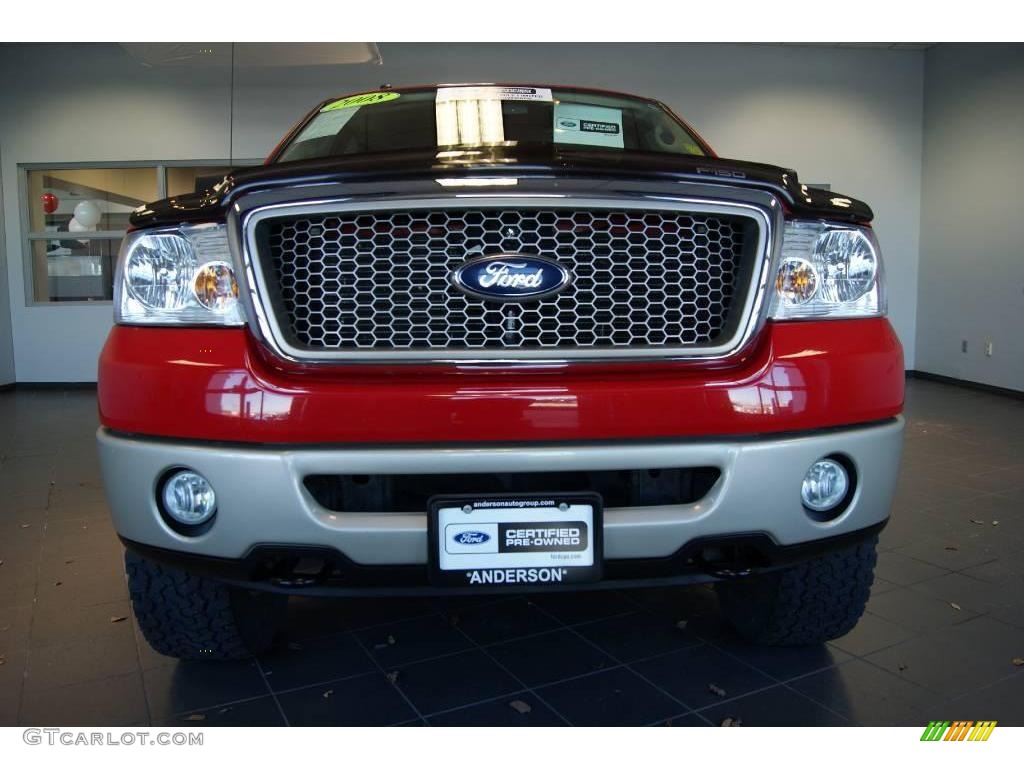 2008 F150 Lariat SuperCab 4x4 - Bright Red / Tan photo #6