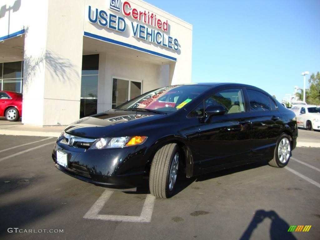 2008 Civic LX Sedan - Nighthawk Black Pearl / Gray photo #1