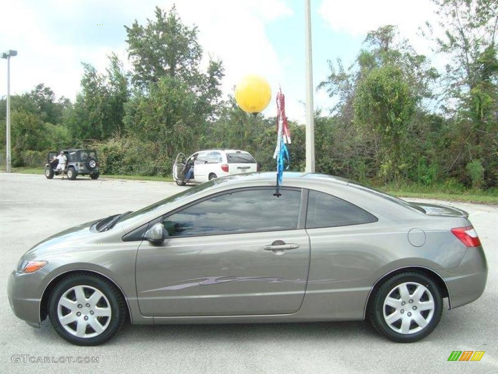 2007 Civic LX Coupe - Galaxy Gray Metallic / Gray photo #2