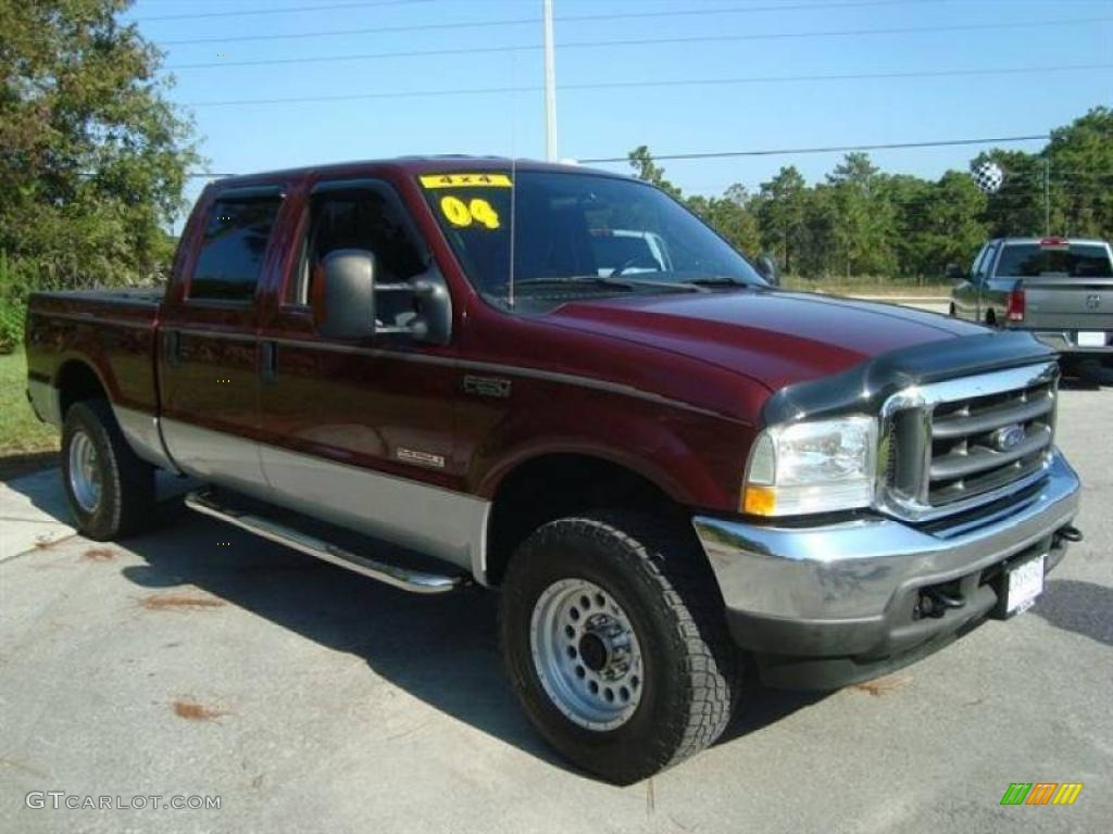 2004 F250 Super Duty XLT Crew Cab 4x4 - Dark Toreador Red Metallic / Medium Flint photo #9