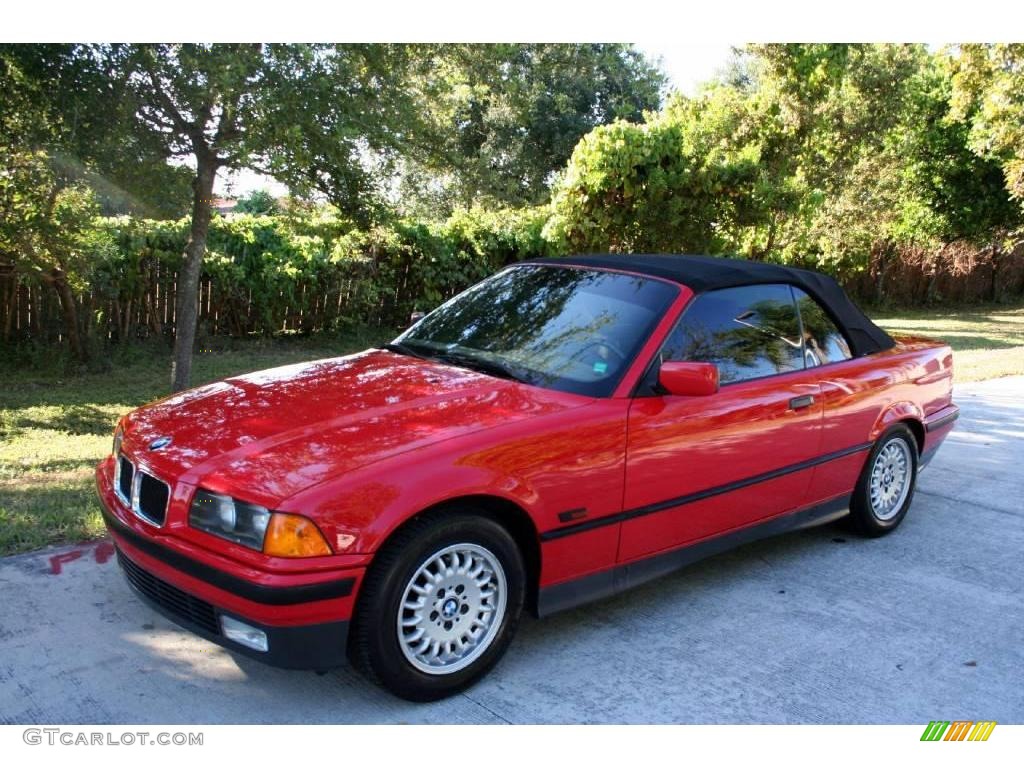 1995 3 Series 318i Convertible - Bright Red / Beige photo #2