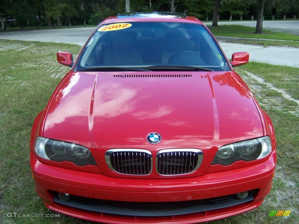 2002 3 Series 325i Coupe - Electric Red / Sand photo #2