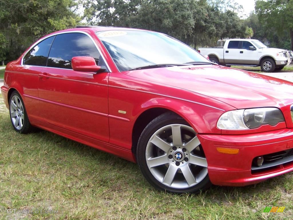 2002 3 Series 325i Coupe - Electric Red / Sand photo #3