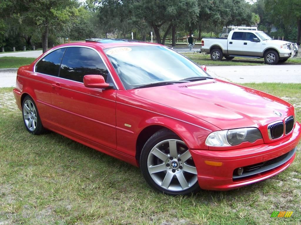 2002 3 Series 325i Coupe - Electric Red / Sand photo #5