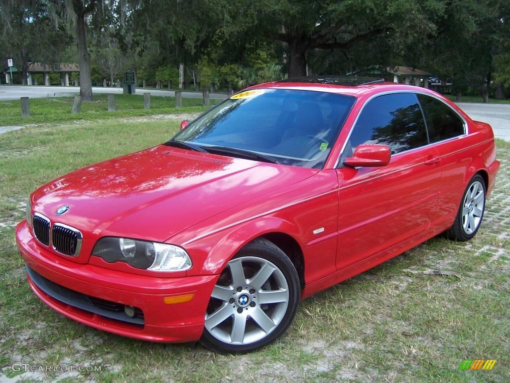 2002 3 Series 325i Coupe - Electric Red / Sand photo #6
