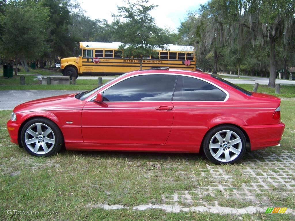2002 3 Series 325i Coupe - Electric Red / Sand photo #7