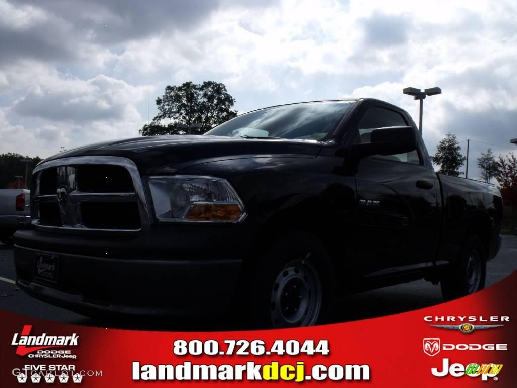 2010 Ram 1500 ST Regular Cab - Brilliant Black Crystal Pearl / Dark Slate Gray photo #1