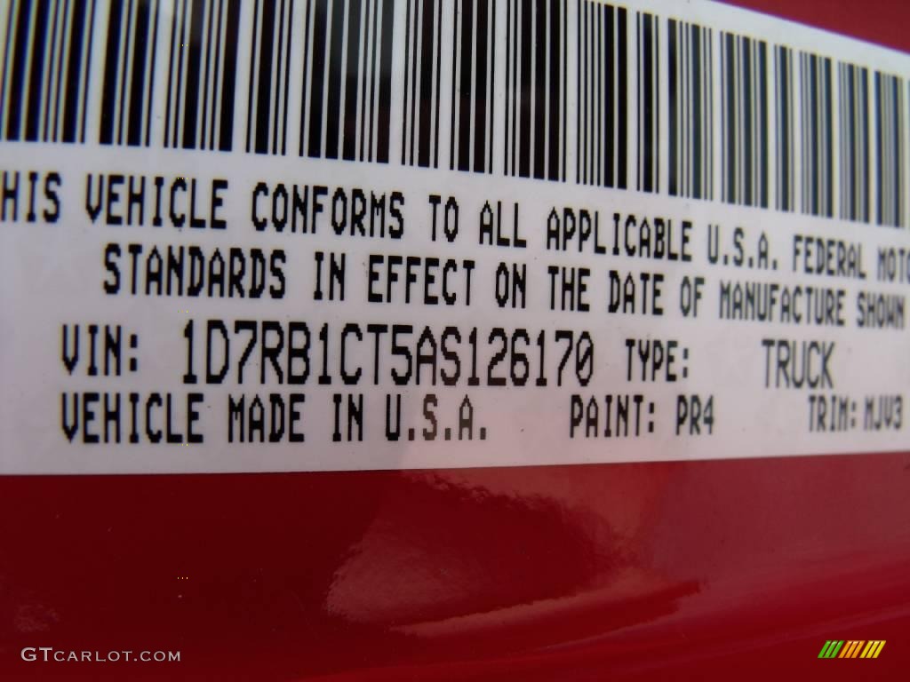 2010 Ram 1500 Color Code PR4 for Flame Red Photo #20937733