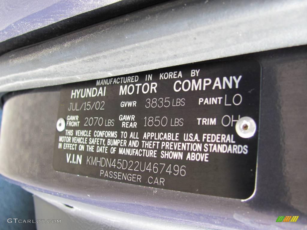 2002 Elantra GLS Sedan - Midnight Gray / Gray photo #14