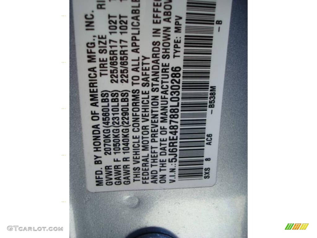 2008 CR-V EX-L 4WD - Glacier Blue Metallic / Gray photo #14
