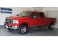 2005 Red Clearcoat Ford F250 Super Duty Lariat Crew Cab 4x4  photo #1