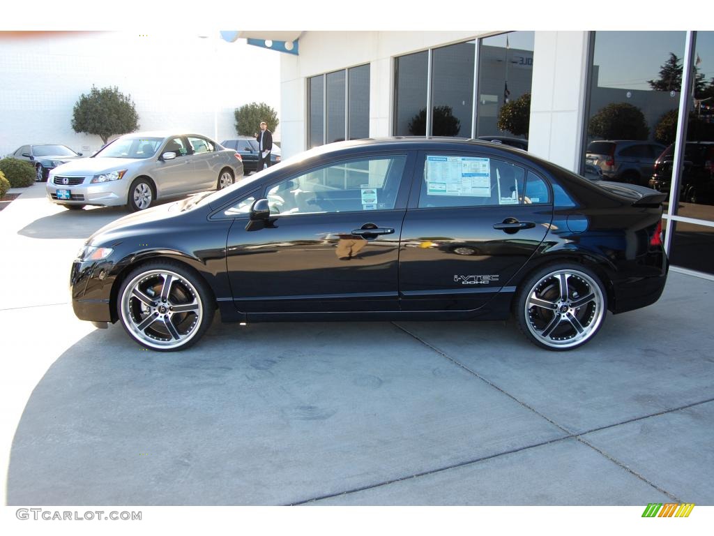 2009 Civic Si Sedan - Crystal Black Pearl / Black photo #2