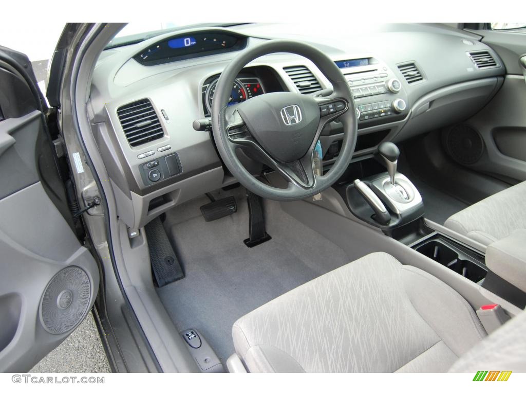 2007 Civic LX Coupe - Galaxy Gray Metallic / Gray photo #12