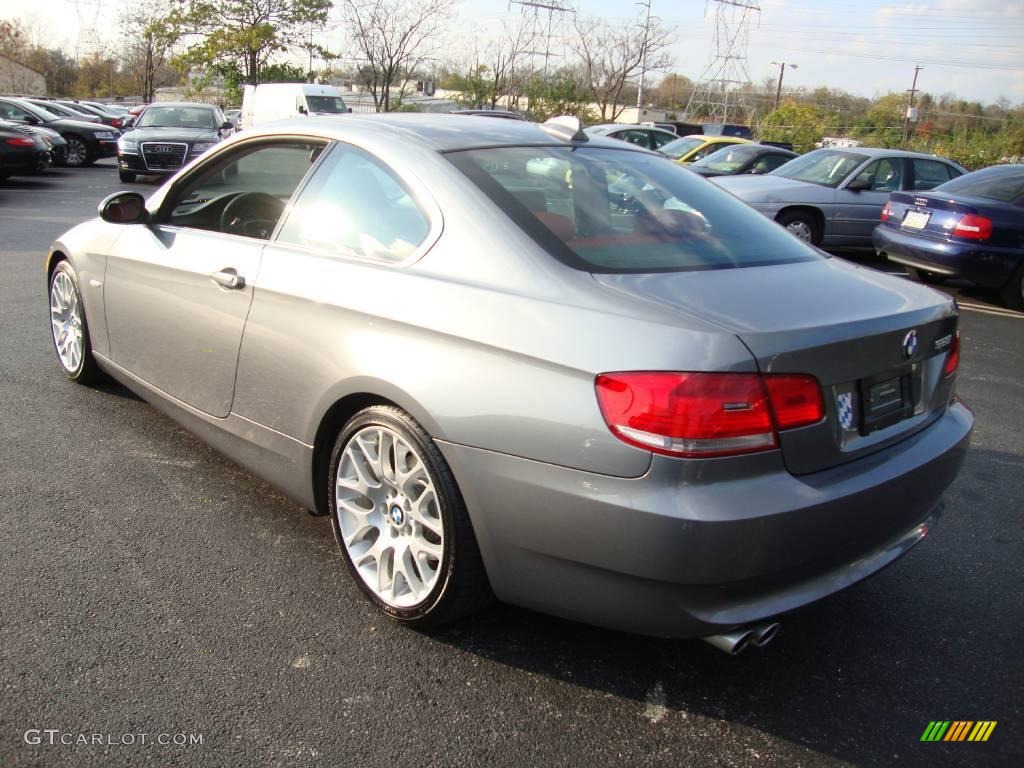 2008 3 Series 328i Coupe - Space Grey Metallic / Coral Red/Black photo #9